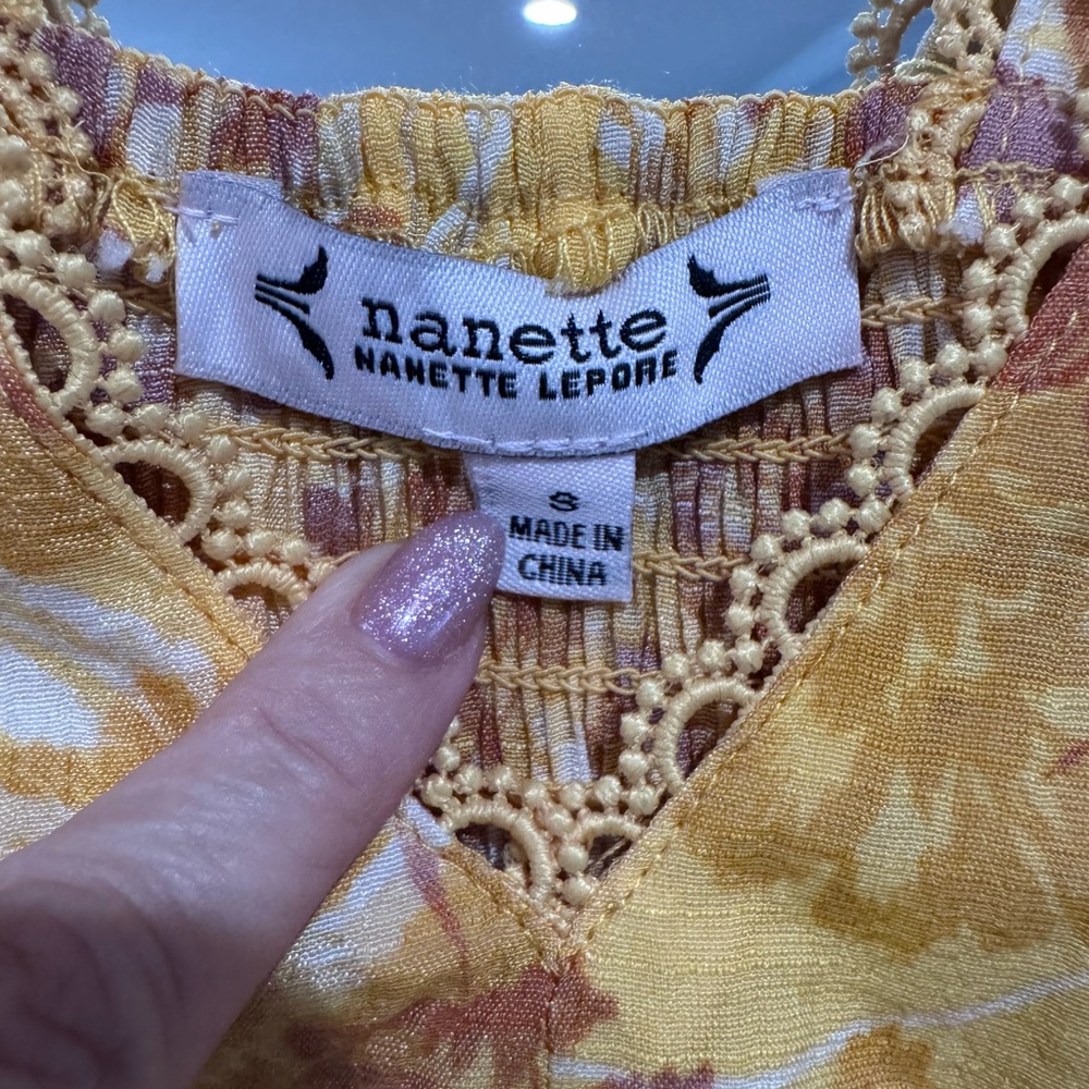 Nanette Lepore Yellow Floral Ruffled Peplum Top - Picture 3 of 4